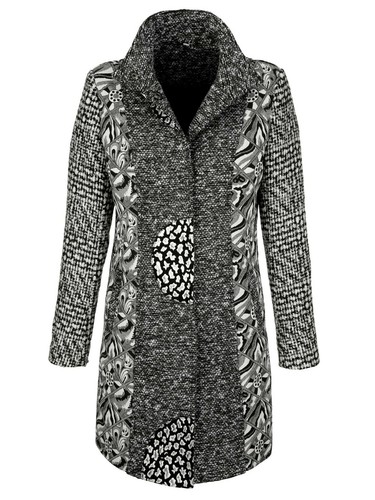 Cappotto di marca effetto patchwork bianco e nero taglia 48, taglia 52 1120367441 - Foto 1 di 4