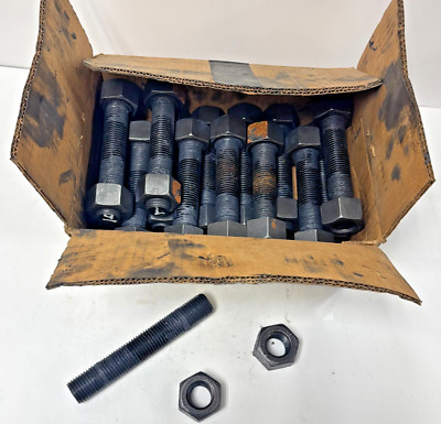 HIGHLAND THREADS STUDS AND HEX HEAD NUTS GRADE B7 2H LOT OF 45 1''X8X7'' RUST NOTE