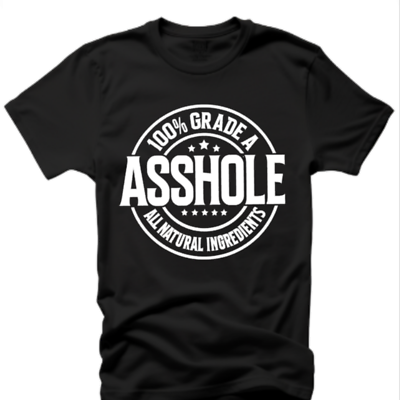 Mens Funny Rude T-Shirt Black S-3XL Grade A A**hole Humor Gag Gift