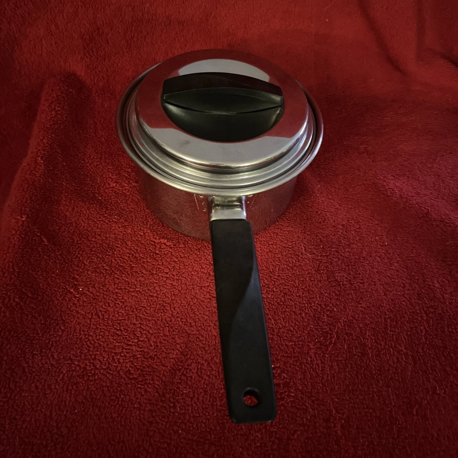 Flint Stainless Steel Radiant Heat Core 1 Quart Sauce Pan Pot W/Lid Vintage B#6