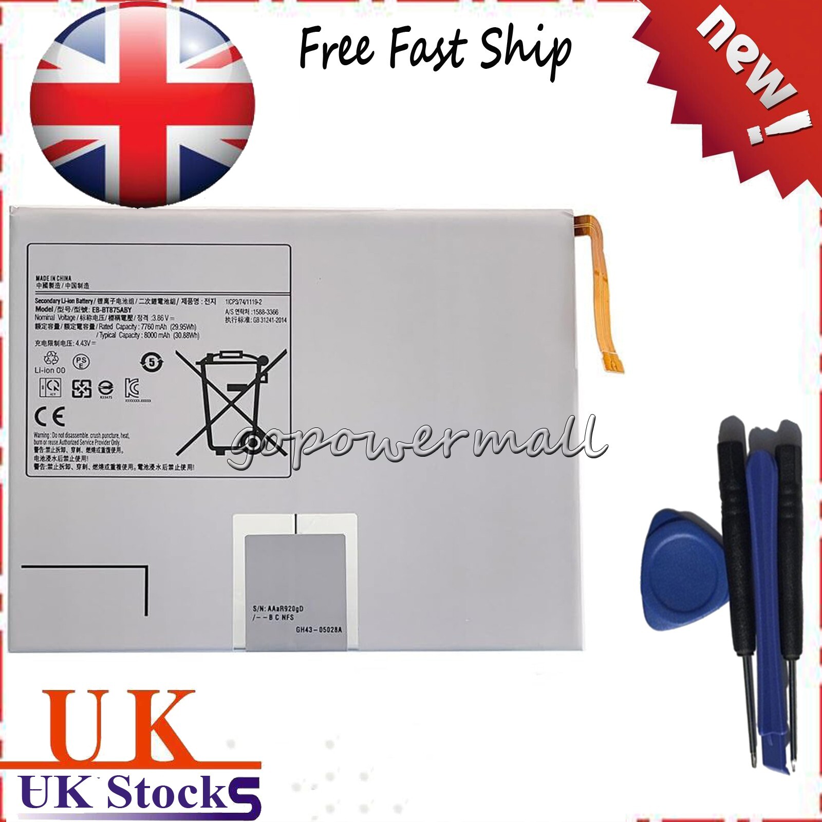 Battery for Samsung Galaxy Tab S7 11-inch Series Wi-Fi LTE 5G SM-T870 SM-T870N