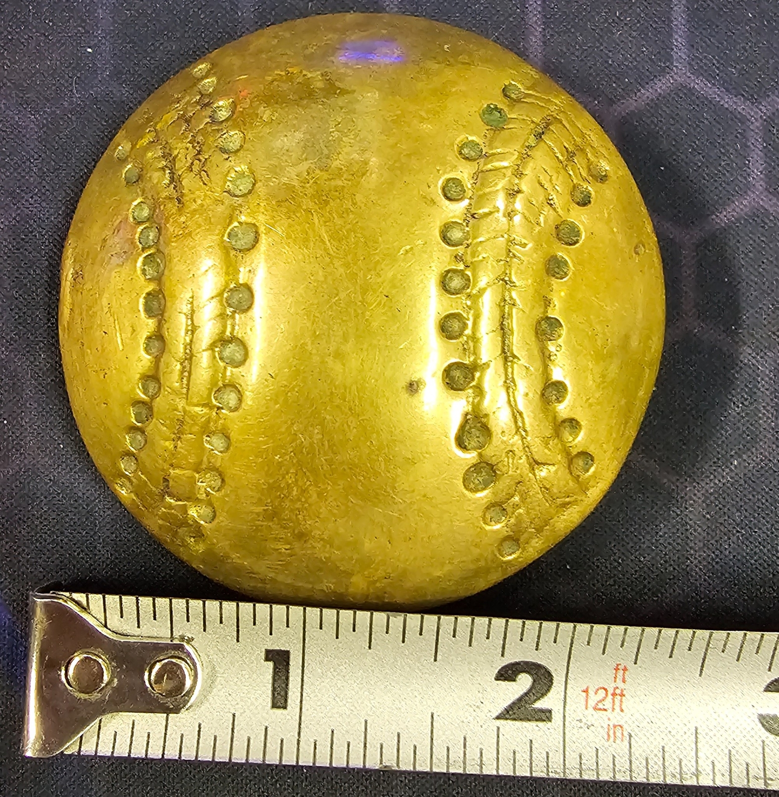 VTG Solid Brass Round Baseball Engraved Belt Buck… - image 4