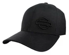 Harley-Davidson Men's Embroidered B&S Stretch Fit Baseball Cap - Solid Black