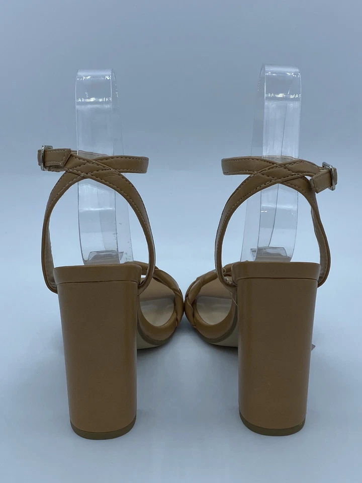 Sandalias de tacón bloque de cuero sintético tostado con correa al tobillo My Delicious usadas para mujer 6 Foto 4 de 4