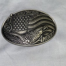 Nocona God Bless America Buckle American Flag Belt Buckle