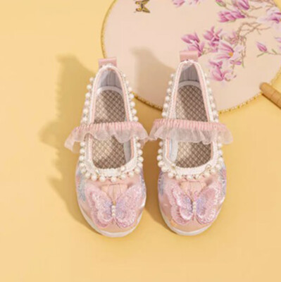 Chaussures Plates Fille - Broderie Florale 3D, Papillon, Perles, Style Rétro Ethnique