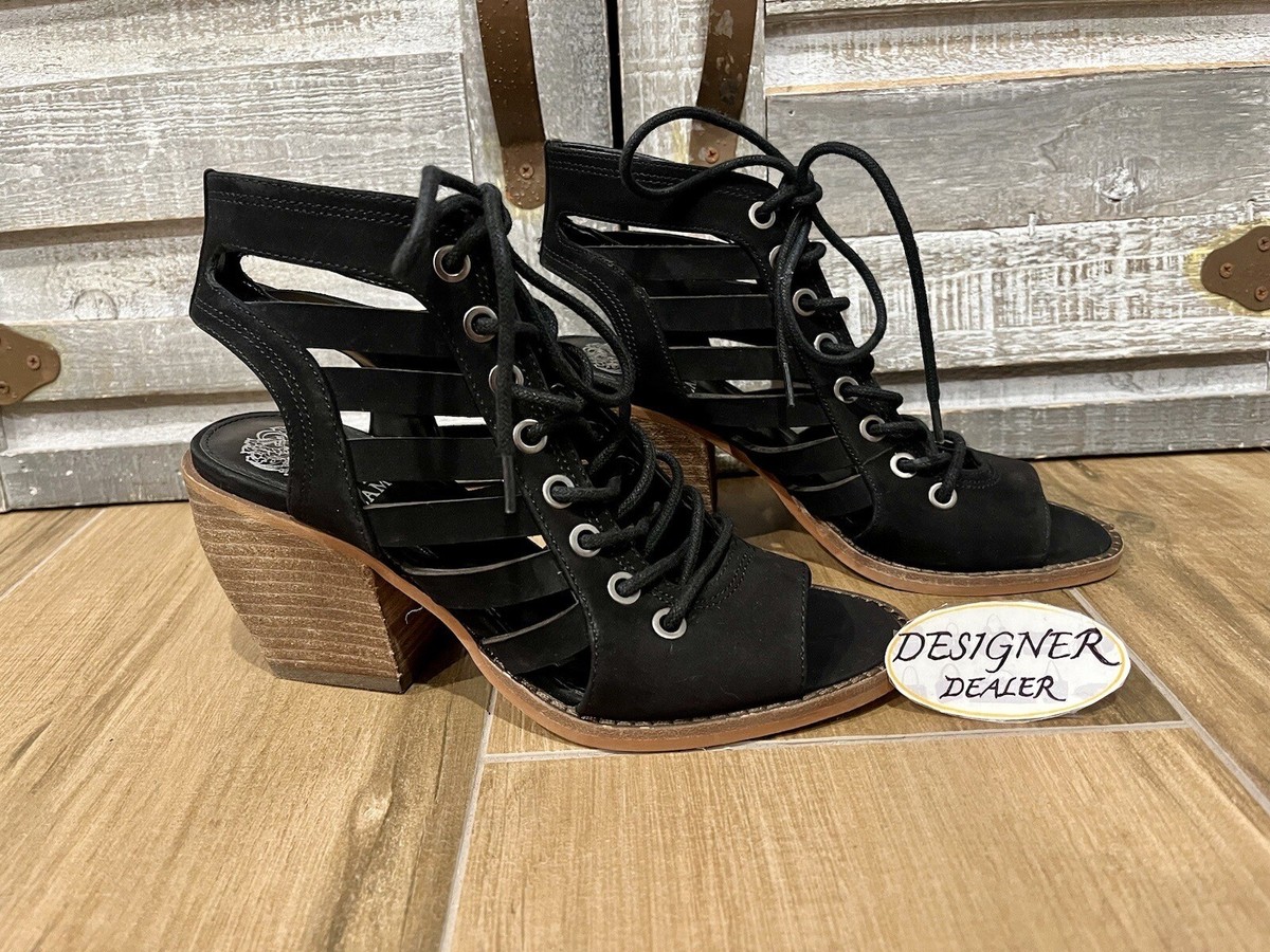 VINCE CAMUTO Chesten Lace Up Nubuck Block Heel Booties Size 6M