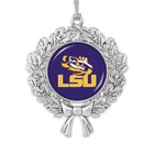 Louisiana State LSU Tigers Silver Wreath Metal Christmas Ornament Decoration