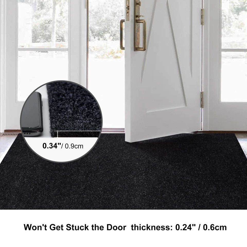 Black Runner Rug Hallway Non Slip Rubber Back Entryway Kitchen Runner Door Mat - Image 3 of 4
