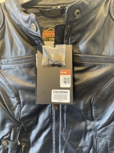 NEW Harley Davidson Women's 120th Anniversary Leather Jacket Triple Vent Size XS - Picture 8 of 12