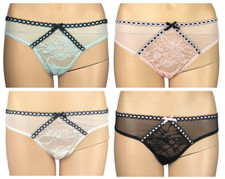 VICTORIA'S SECRET DREAM ANGELS MESH  LACE RIBBON SLOT THONG PANTY XS S M L XL