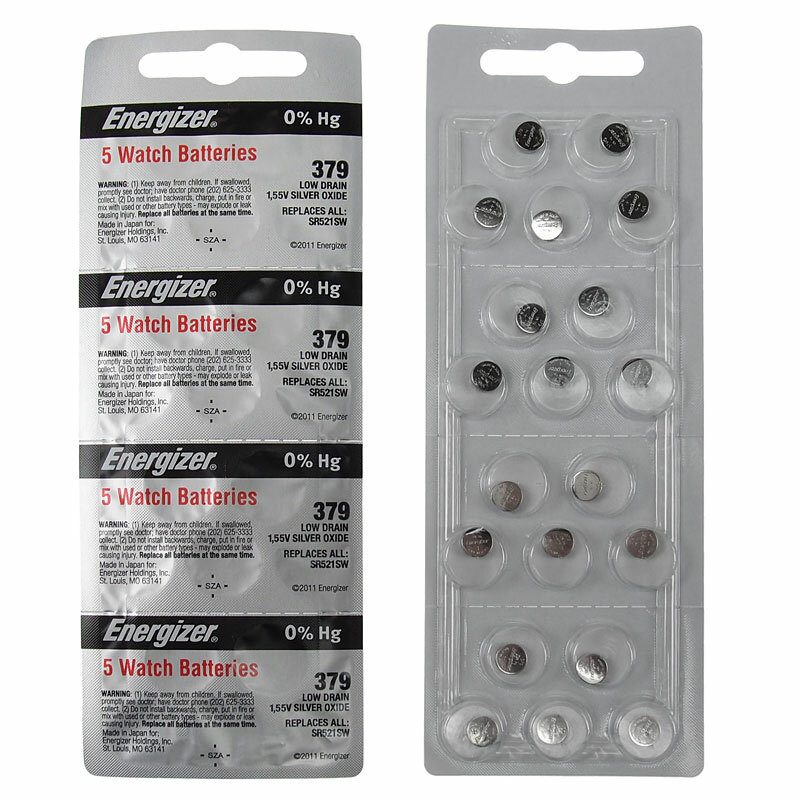 5 Batterie Energizer 379 SR521SW G0 Argento 1.55V Per Orologio - Foto 2