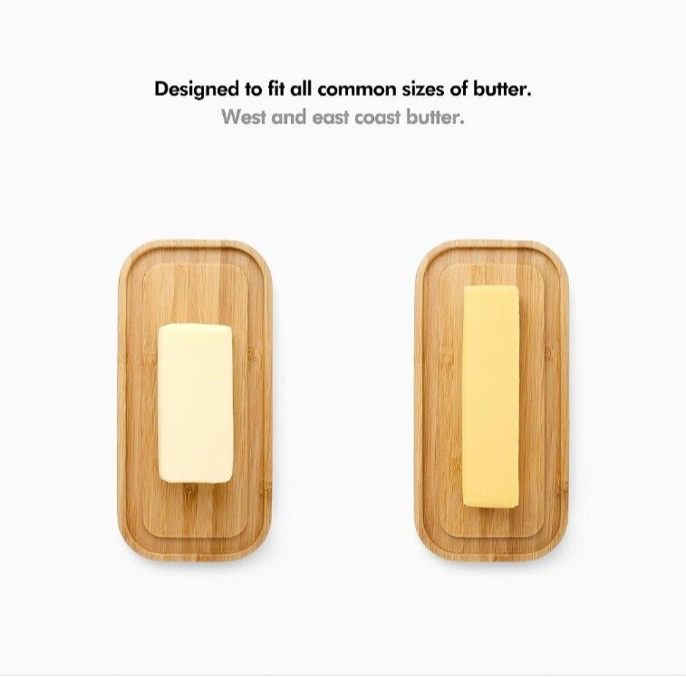 Kivy Bamboo & Glass Butter Dish For East & West Coast Butter