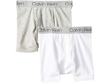 Calvin Klein L21129 Big Kids 2-Pack White Grey Cotton Stretch Boxers Size XL