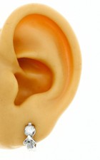 New Real Solid 14K White Gold Small White Huggies Hoop Pair of Earrings