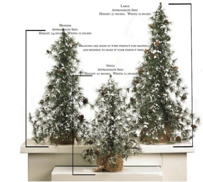 SNOWY HEMLOCK TREE WIRE STRUCTURE 30'' 24'' 20'' SILVER TREE BY OPTION 2 CHRISTMAS