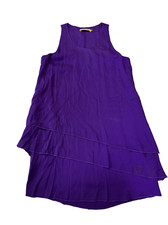 Alice + Olivia Tunic Dress Silk Ruffle Purple Tiered Asymmetric sz XS