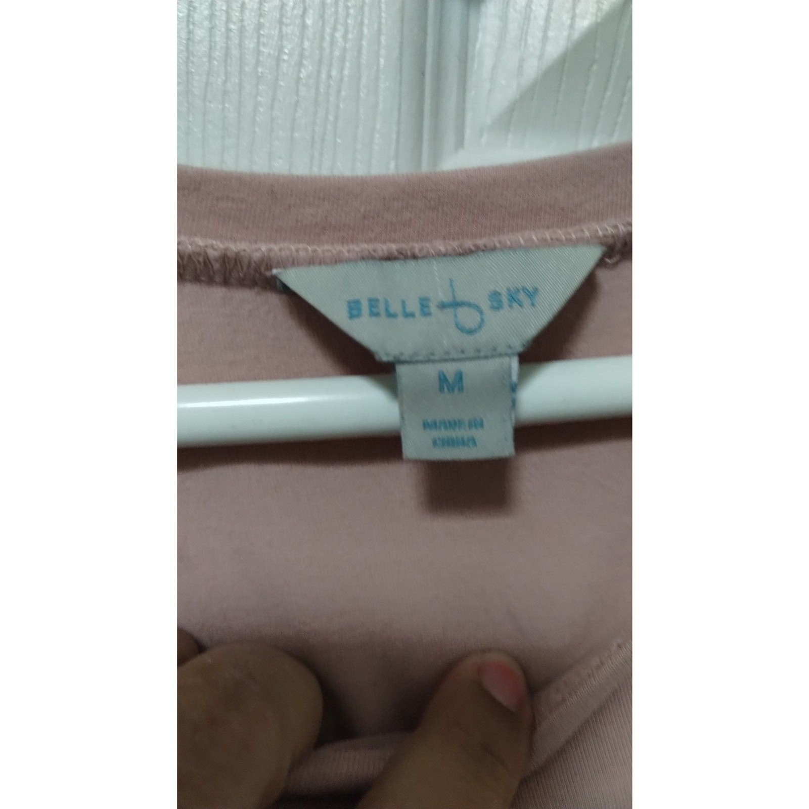 Belle + Sky Women's Dusty Pink Ruffle Sleeve Front Tie Long Sleeve Top Medium