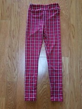 LULAROE RED PLAID GIRLS LEGGINGS KIDS SIZE L/XL FIT LIKE 7/8