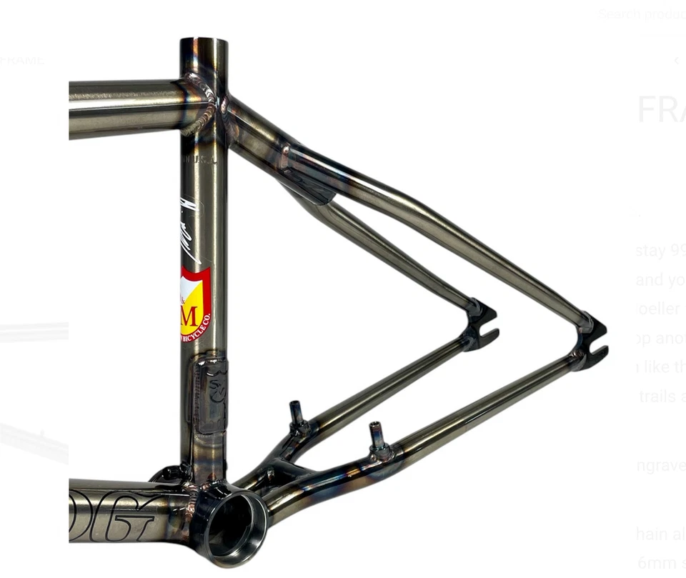S&M MAD DOG FRAME 990 GLOSS CLEAR RAW 21.75 DOG BMX BIKE BIKES 21.75" LIMITADO - Imagem 4 de 4