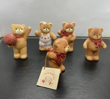 Set Of 5 Enesco 1979-1984 Lucy Rigg Bear Figurines Used As Shows (good)