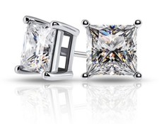 4 Ct Princess Cut Lab Created White Sapphire Stud Earrings 14K White Gold 7mm