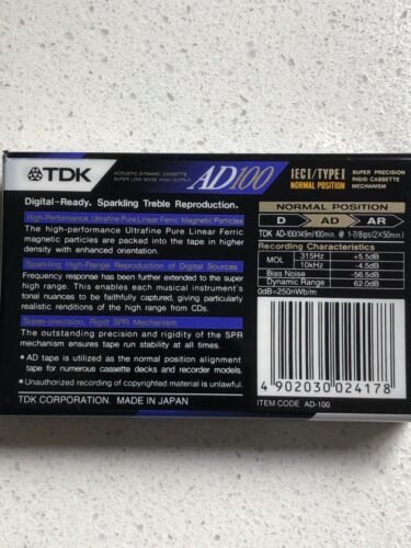 TDK AD 100 x 2 QUALITY VINTAGE AUDIO CASSETTES *MADE IN JAPAN* - 1992 - Picture 2 of 4