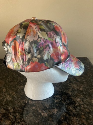 Free Press Women's Shiny Floral Flowers Baseball Cap Hook & Loop Closure Back - Picture 2 of 10