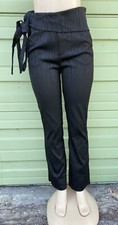 New Zara SASH PANTS BLACK jacquard High Waist 26'' Casual Trouser SIZE M 5975