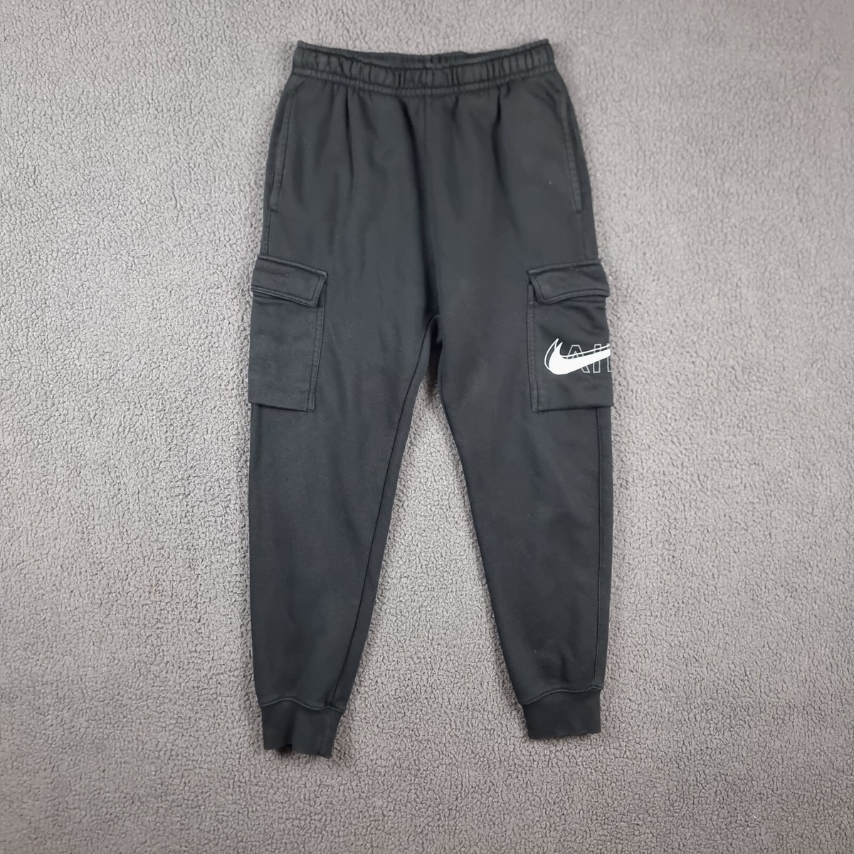 NIKE Joggers Mens S Small Black Air Cargo Pants Stretch Cotton