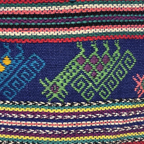 Alfombra de lana bordada tejida a mano vintage colgante de pared azteca suroeste 19x17" - Imagen 6 de 9