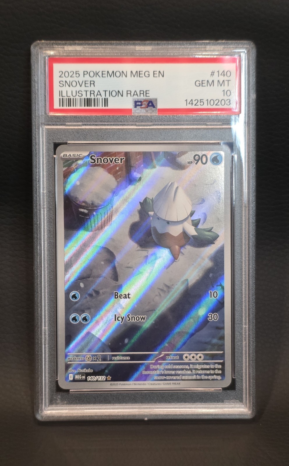 Pokémon TCG Snover 140/132 Me01 Mega Evolution Illustration Rare Holo PSA 10