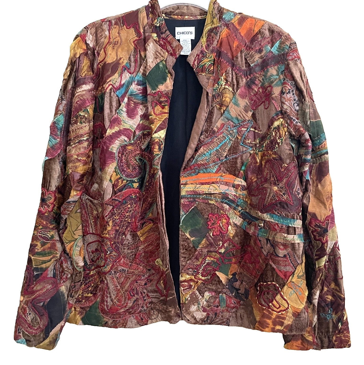 Chico's Patchwork Jacket Blazer Size 1 US Medium … - image 1