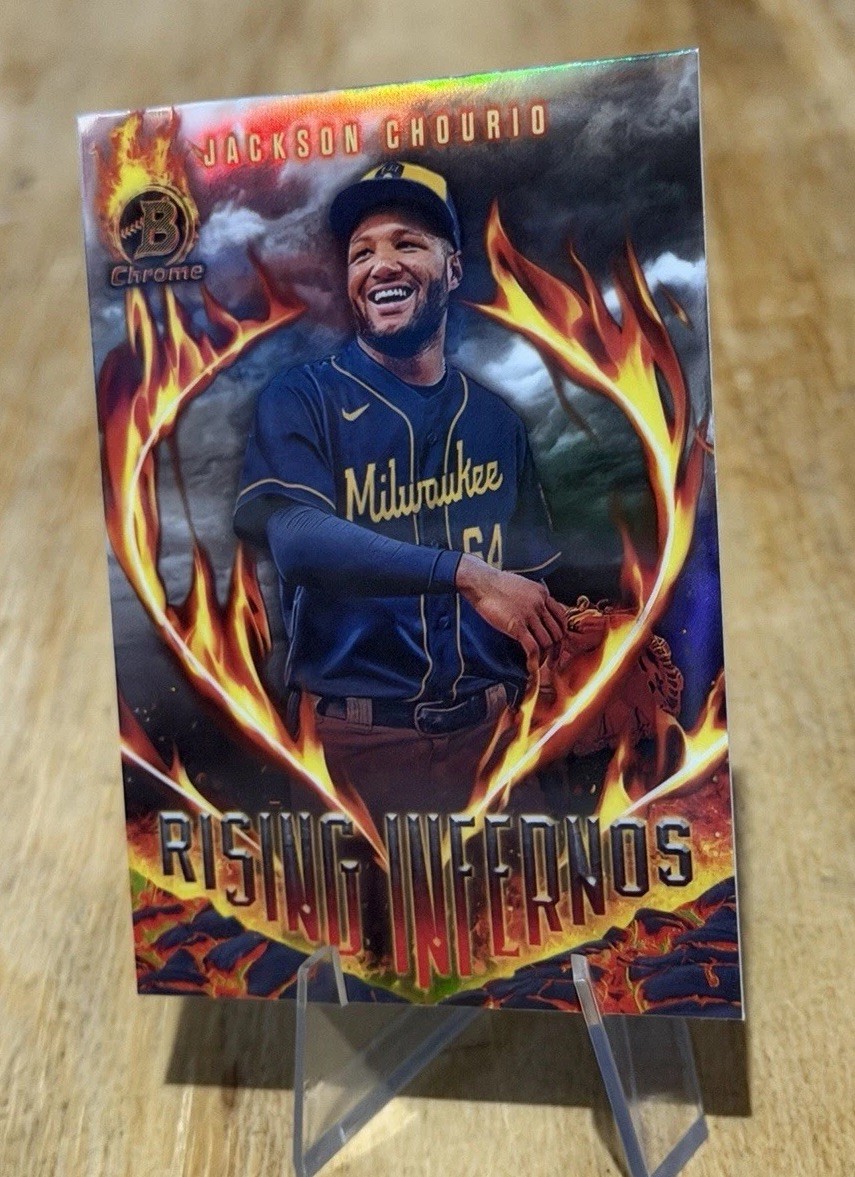 Jackson Chourio 2024 Bowman CHROME RISING INFERNOS Rookie Insert Brewers