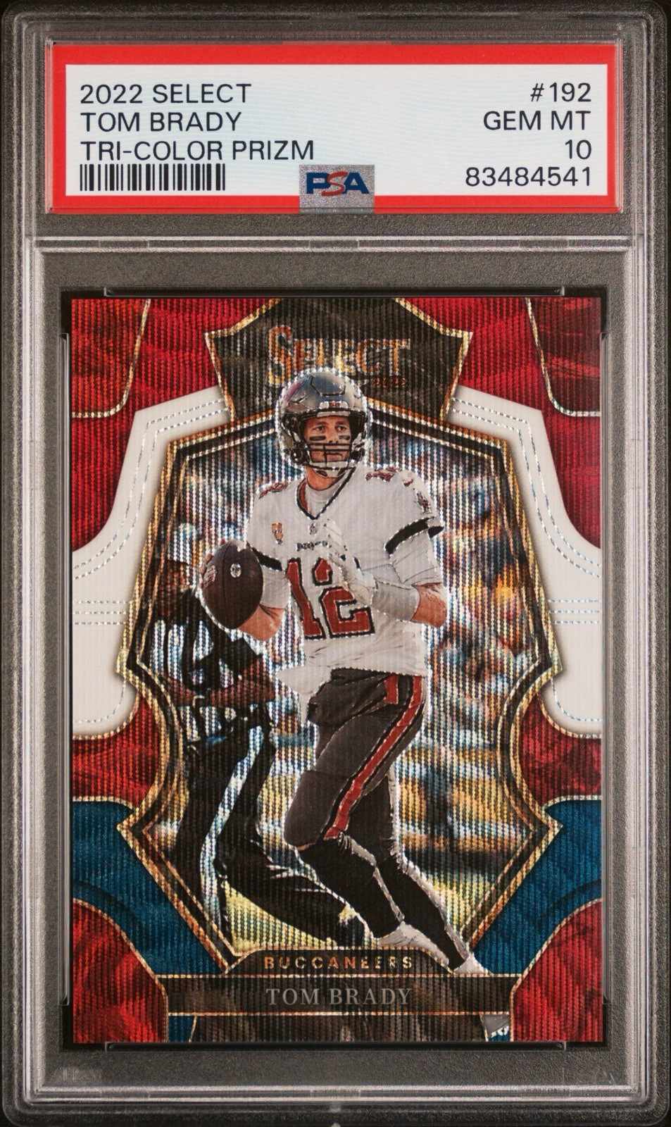 2022 Panini Select Tom Brady Tri-Color Prizm /199 SP Premier Level #192 PSA 10