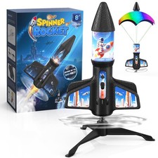 Rocket Launcher for Kids, 200 ft Auto Launching Spinner Rocket Toy with LED a...