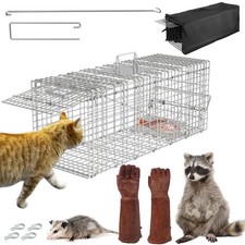 Humane Cat Trap Cage Catch Release Live Animal Rodent Cage Collapsible Galvanize