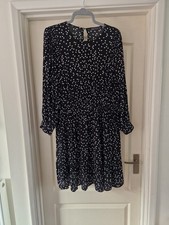 Marks and Spencer Plus Size 20 Long Dress Black Love Hearts Smocked Knee Length