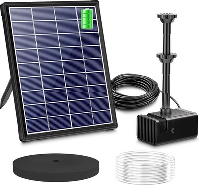 Biling 6W Solar Teichpumpe mit Batterie Backup 300L/h Brunnen für Garten