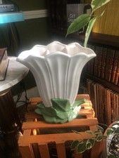 Tall Fan Vase 1950’s Large 14.5” Art Deco