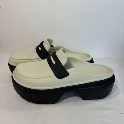 Crocs Stomp Loafer Linen Black Mens Size 11 Platform Slip On Shoes NWT 209937