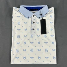 Greyson Golf Shirt Polo GOAT Tennis Print XXL Arctic White Polyester MSRP $118