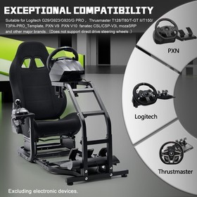 Hottoby Racing Wheel Stand Sim Cockpit With Black Seat Fit Fanatec Club Sport SQ