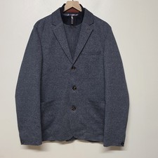 Ted Baker Mens Cole Layered Look Navy Blue Herringbone Blazer Jacket Sz 7 US 3XL