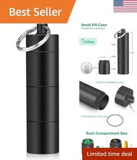 Elegant Lightweight Pill Box with 3 Compartments - Keychain Travel Case in Black
