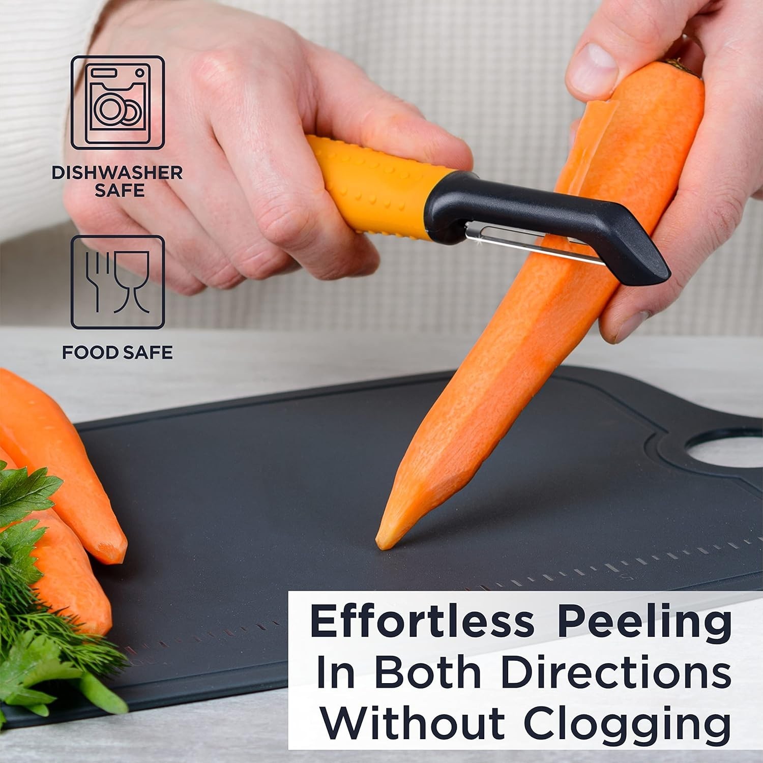 Versatile Pro Vegetable Peeler - Sharp Blades & Hand Grip for All Fruits, Orange