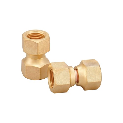 2 PCS Brass 3/8" Female Flare Swivel Adapter Swivel Nut Tube Fitting Valve Co...