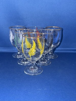 VINTAGE LIBBEY MID CENTURY FARN VERZIERT KLEINE WEIN GROSSE SHERRY PORT GLÄSER