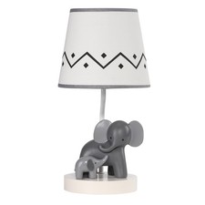 Lambs  Ivy Me  Mama White/Gray Elephant Nursery Lamp with Shade  Bulb