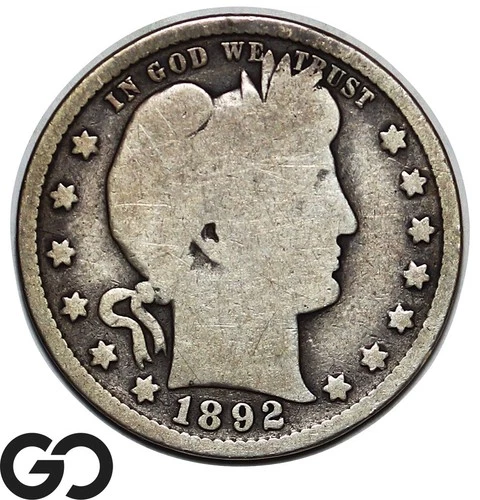 1892-S Barber Quarter, Scarcer San Francisco Issue, Full Rims